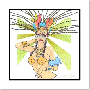 Aztec Warrior Girl Circle Design Posters and Art